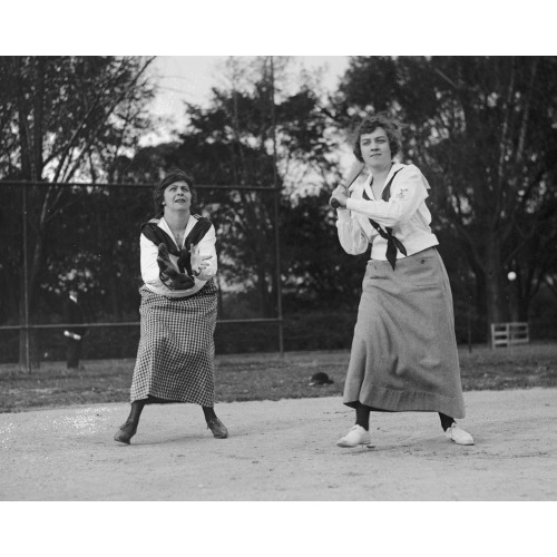 At Bat, Mrs. Richie; Catcher, Fannie Gearhart