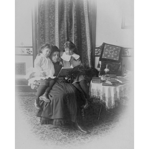 Marian Hubbard Daisy Bell And Elsie May Bell With Governess, 1885