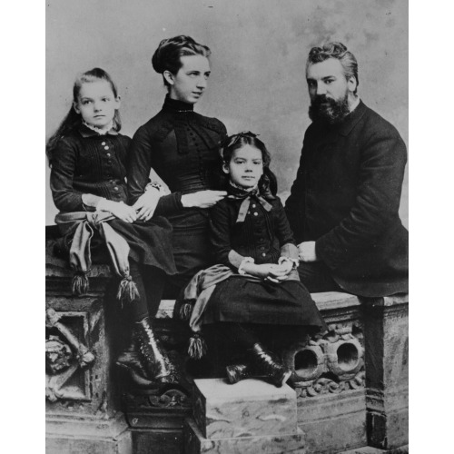 Alexander Graham Bell With His Wife Mabel And Daughters Elsie (Left) And Marian (Daisy), 1885