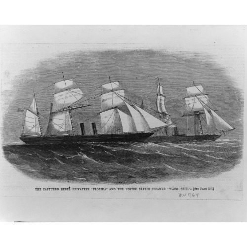 The Captured Rebel Privateer Florida And The United States Steamer Wachusett, 1864