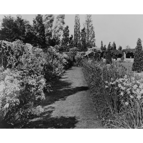 Beacon Hill House, Arthur Curtiss James House, Newport, Rhode Island. Blue Garden Flower Border...
