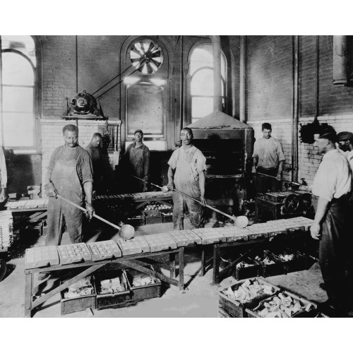 Men Pouring Melted Metal Into Molds In The Government Printing Office, Washington, D.C., circa 1909