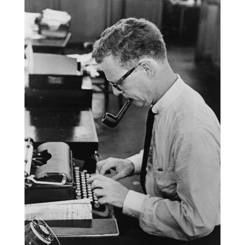 Murray Kempton, Half-Length Portrait, Seated At Typewriter, Facing Left, 1964