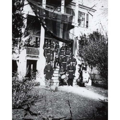 U.S. Army Band Standing On Steps, circa 1861