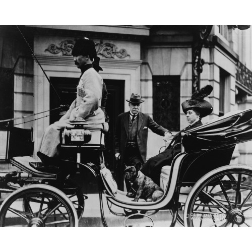 George Bakhmeteff Standing Alongside Carriage On Which His Wife Is Seated, With Dog, 1912