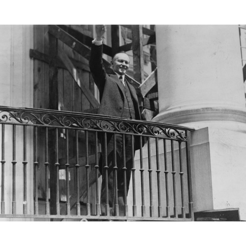 President Coolidge Waving A Greeting To The Throngs Of Children Gathered In The White House...