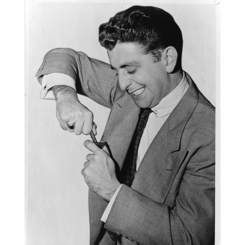 Man Wrestles With Manual Razor In Television Commercial, 1951