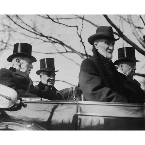 Woodrow Wilson, Warren G. Harding, Philander Knox, And Joseph Cannon, In Convertible, March 4, 1921