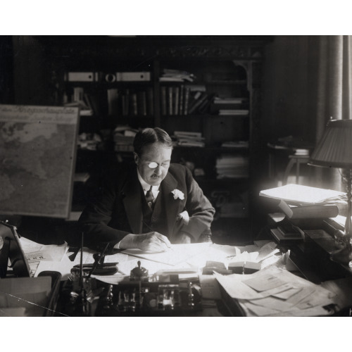 James W. Gerard, American Ambassador To Germany, Half-Length Portrait, Seated At His Desk In...
