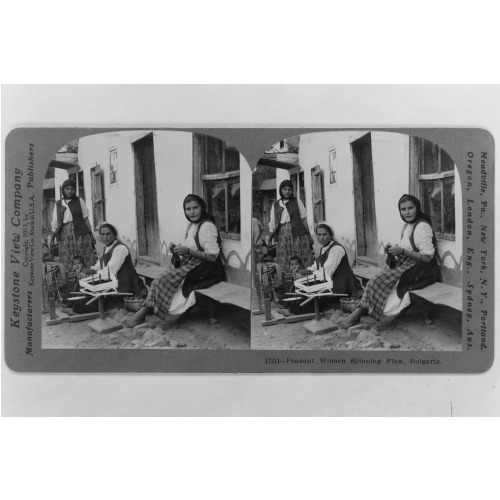 Peasant Women Spinning Flax, Bulgaria, 1918