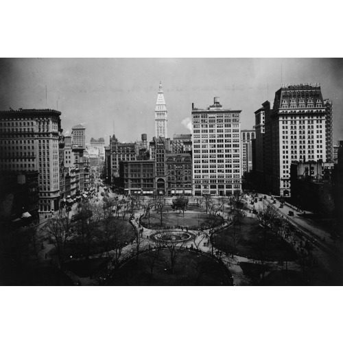 View Of Union Square, New York City, Showing Park And Surrounding Buildings, 1911