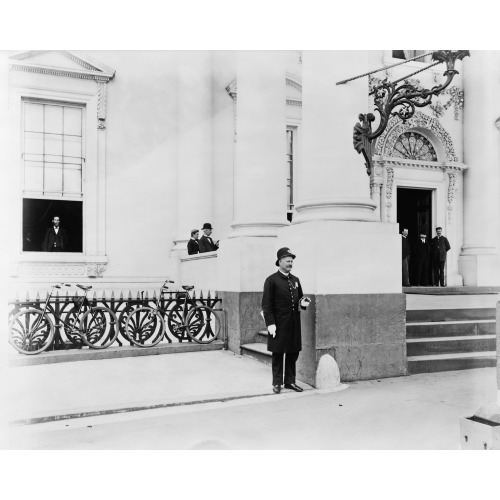 Policeman Standing Guard At Entrance To White House, circa 1889