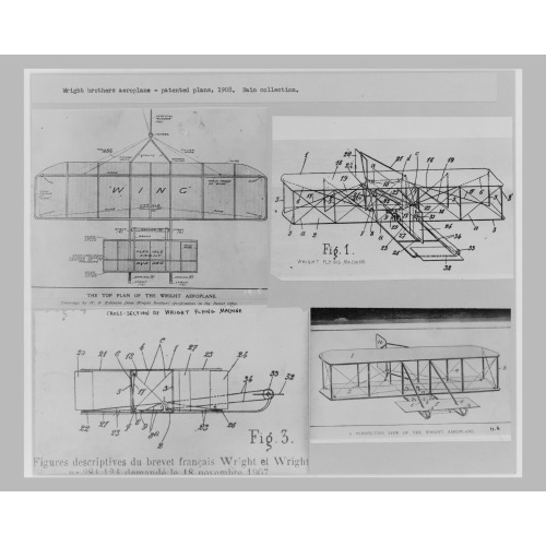 Wright Brothers Aeroplane - Patented Plans, 1908