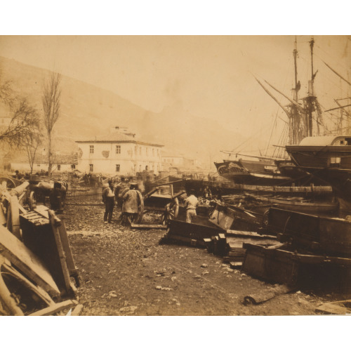 Landing Place, Ordnance Wharf, Balaklava, Genoese Castle, 1855