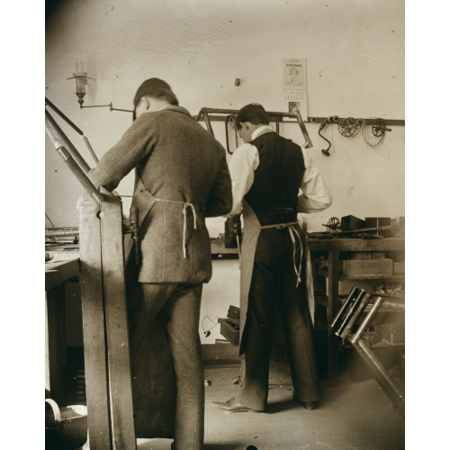 Orville Wright And Edwin H. Sines, Neighbor And Boyhood Friend, Filing Frames In The Back Of The...