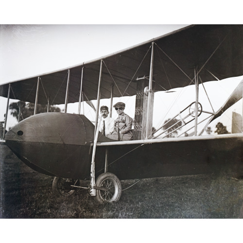 Katharine Wright, Wearing A Leather Jacket, Cap, And Goggles, Aboard The Wright Model Hs...