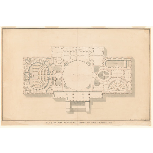 United States Capitol, Washington, D.C. Plan Of Principal Story And Chambers, circa 1808