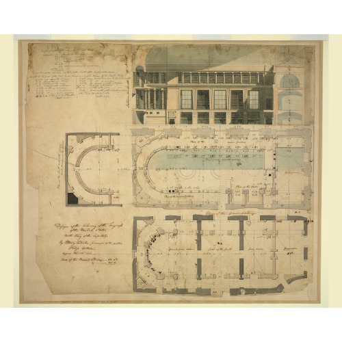 United States Capitol, Washington, D.C. Library Of Congress, North Wing, Section & Plans, 1808