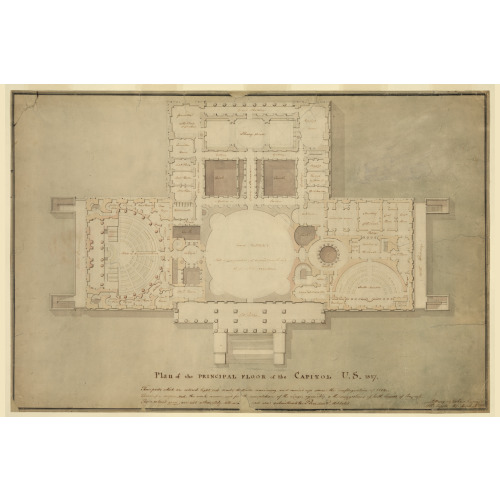 United States Capitol, Washington, D.C. Principle Floor Plan, Vestibule, Library & Senate...