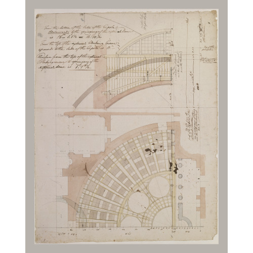 United States Capitol, Washington, D.C. Senate Dome, Framing Plan And Sections, circa 1815