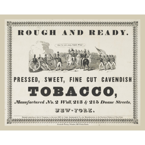 Rough And Ready Pressed, Sweet Fine Cut Cavendish Tobaco, Manufactured No. 2 Wall, 213 & 215...