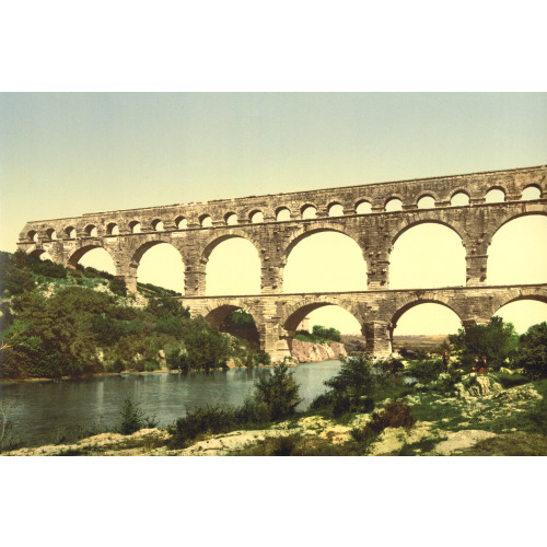 Roman Bridge Over The Gard, Constructed By Agrippa, Nimes, France, circa 1890