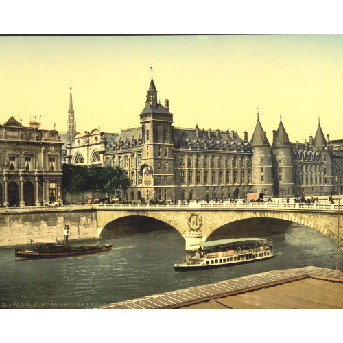 Palais De Justice And Bridge To Exchange, Paris, France, circa 1890