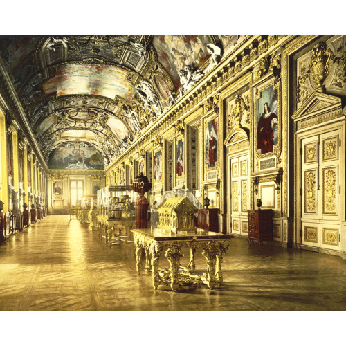 The Louvre, A Gallery In The Louvre, Paris, France, circa 1890