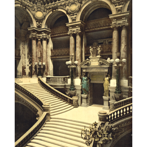 The Opera House, The Grand Staircase, Paris, France, circa 1890