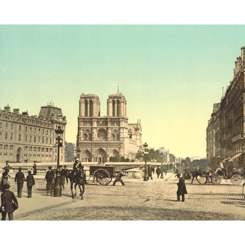 Notre Dame, And St. Michael Bridge, Paris, France, circa 1890