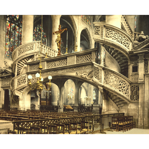 St. Etienne-Du-Mont, Church Interior, Paris, France, circa 1890