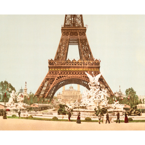 Eiffel Tower And Fountain, Exposition Universelle, 1900, Paris, France, circa 1890