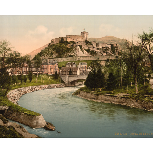 Castle And River, Lourdes, Pyrenees, France, circa 1890