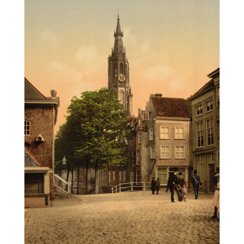 Fish Market And New Church, Delft, Holland, circa 1890