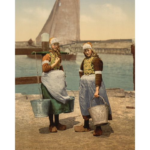 Native Girls, Marken Island, Holland, circa 1890