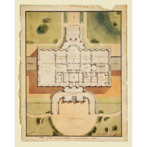 The White House (President's House) Washington, D.C. Site Plan And Principal Story Plan, 1807