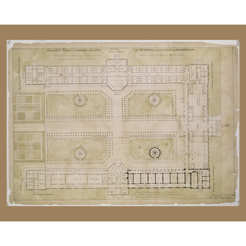 Asylum And Hospital (Marine Asylum & Hospital), Washington, D.C. Site Plan And Landscaping, 1812
