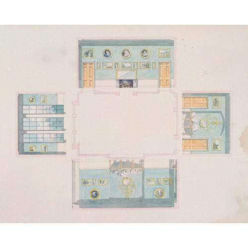 Houses And A Church (Buildings Erected Or Proposed To Be Built In Virginia). Dining Room Plan...