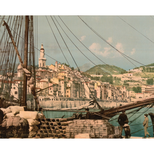 View From The Harbor, Mentone, Riviera, circa 1890