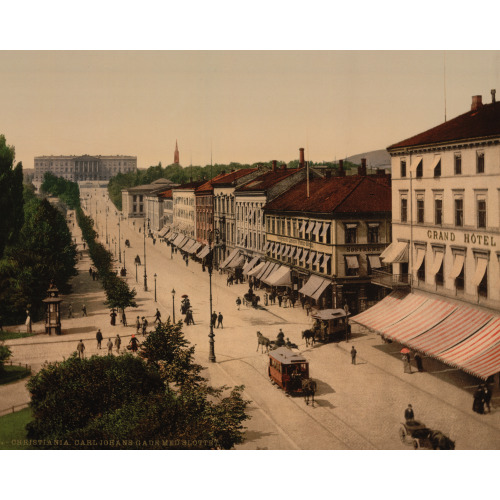 Carl Johans Gade With Slotted (I.E., Slottet), Christinia, Norway, circa 1890