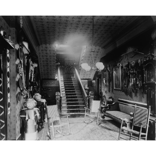 Stairhall In John Alexander Logan Home Showing Native American Pottery, Baskets, Textiles, And...