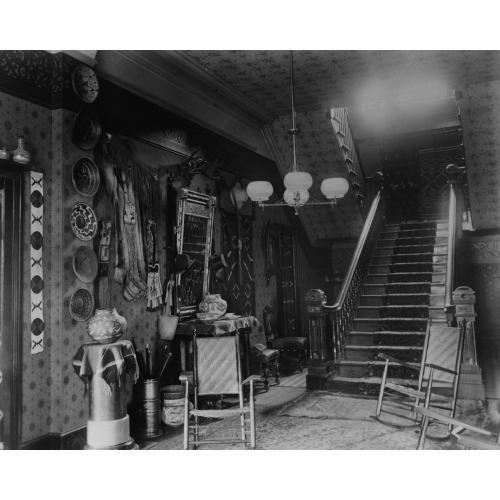 Stairhall In John Alexander Logan Home Showing Native American Pottery, Baskets, Textiles, And...