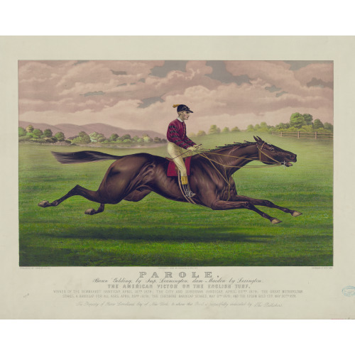 Parole: Brown Gelding, By Imp. Leamington, Dam Maiden By Lexington, 1879