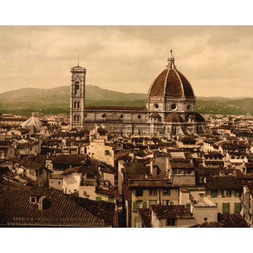 The Cathedral, Panoramic View From Vecchio Palace, Florence, Italy, circa 1890