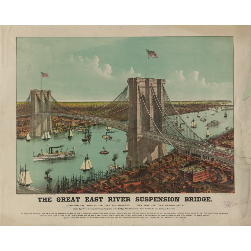 The Great East River Suspension Bridge: Connecting The Cities Of New York And Brooklyn. View...