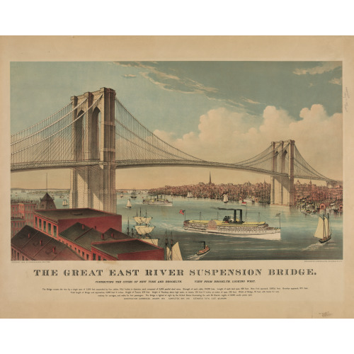 The Great East River Suspension Bridge: Connecting The Cities Of New York And Brooklyn, Looking...