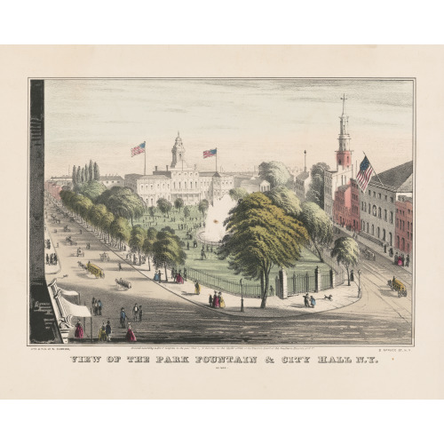View Of The Park Fountain & City Hall New York, 1846