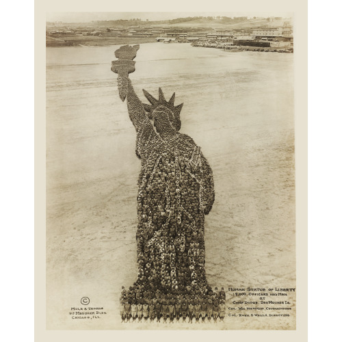 Human Statue of Liberty, 18,000 Soldiers, Camp Dodge, 1918