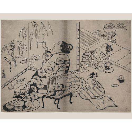 Byobu Ni E O Eg(K?)aku Yujo, circa 1704