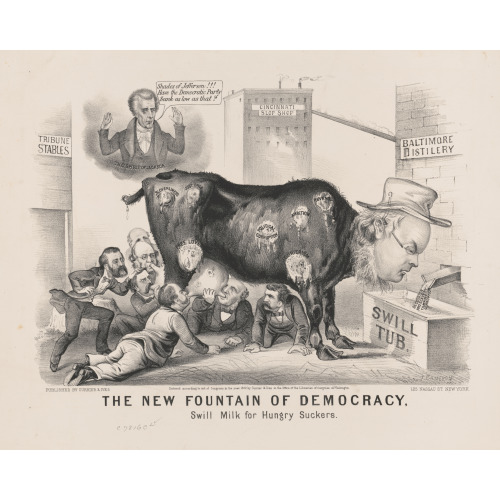 The New Fountain Of Democracy: Swill Milk For Hungry Suckers, 1872